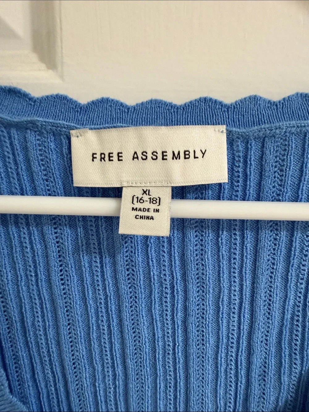 Blue Ribbed Short-Sleeve Button Cardigan - Free Assembly
